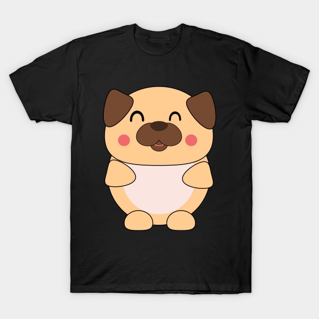 Kawaii Cute Baby Pug T-Shirt by Kam Bam Designs